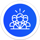 Icon depicting three stylized people in suits